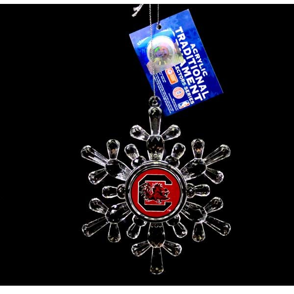 South Carolina Gamecocks Ornaments - Acrylic Snowflake Style - 6 For $18.00 - South Carolina Gamecocks