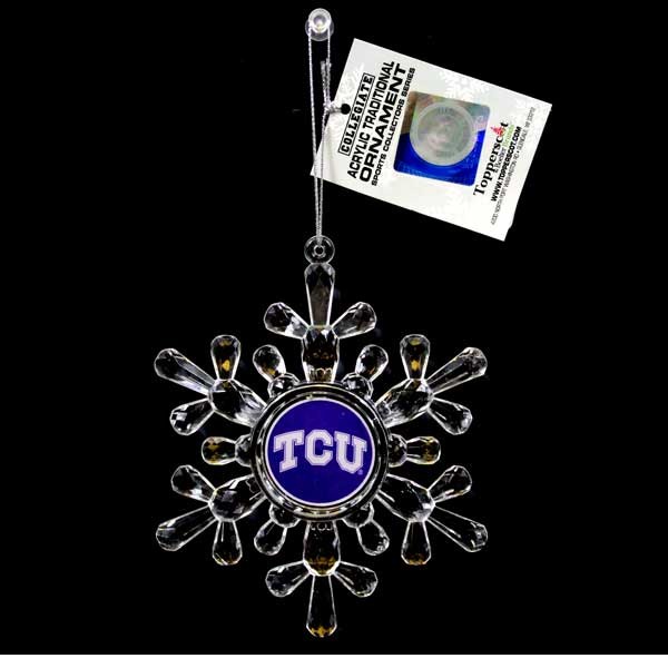 TCU - Texas Christian Ornaments - Acrylic Snowflake Style - 6 For $18.00 - TCU