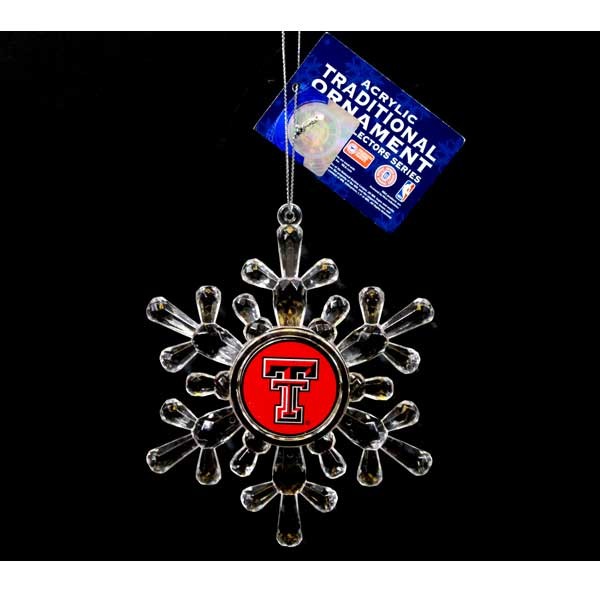 Texas Tech Ornaments - Acrylic Snowflake Style - 6 For $18.00 - Texas Tech