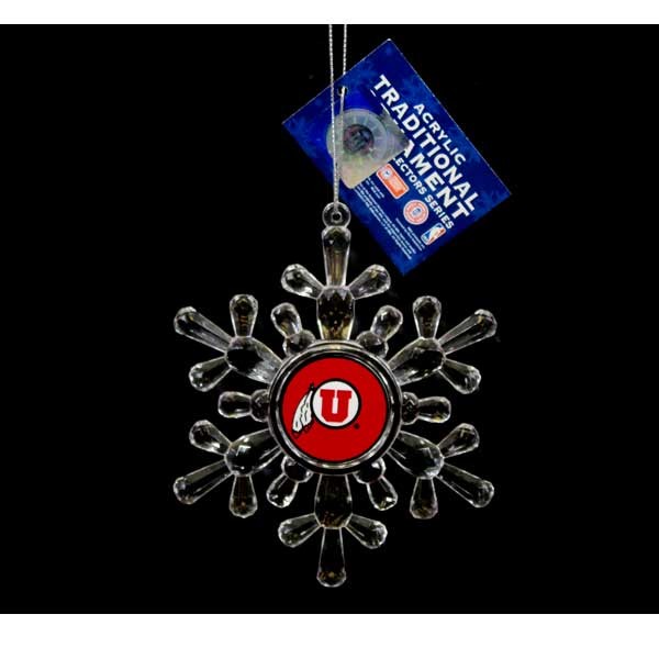 Utah Utes Ornaments - Acrylic Snowflake Style - 6 For $18.00 - Utah Utes