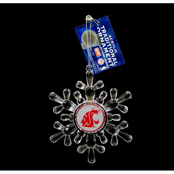 Washington State Cougars Ornaments - Acrylic Snowflake Style - 6 For $18.00 - Washington State