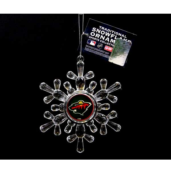 Minnesota Wild Ornaments - Acrylic Snowflake Style - 6 For $18.00 - Minnesota Wild