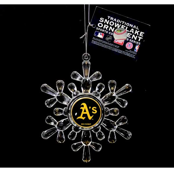Oakland Athletics Ornaments - Acrylic Snowflake Style - 6 For $18.00 - Wholesale Oakland Athletics Products - Athletics Merchandise