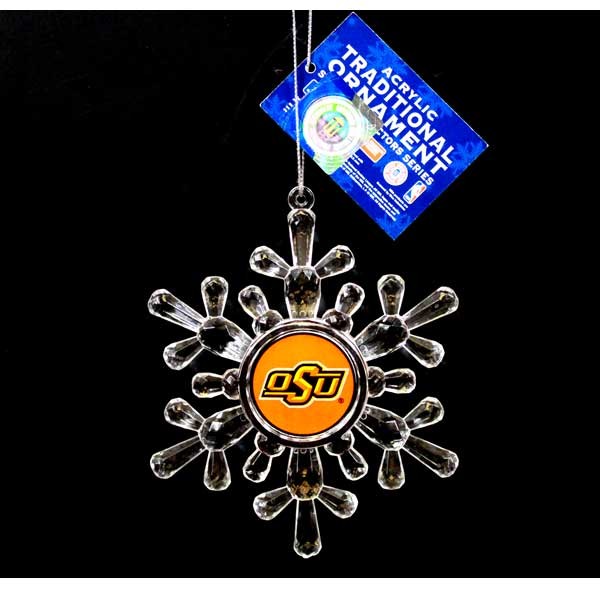 Oklahoma State Cowboys Ornaments - Acrylic Snowflake Style - 6 For $18.00 - Oklahoma State