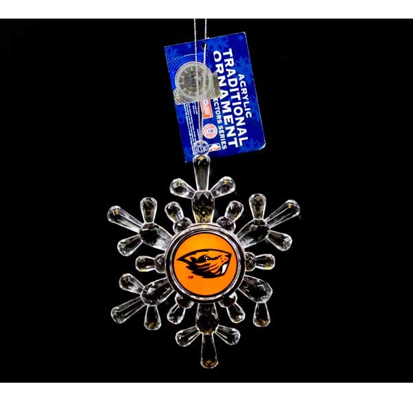 Oregon State Beavers Ornaments - Acrylic Snowflake Style - 6 For $18.00 - Oregon State Beavers