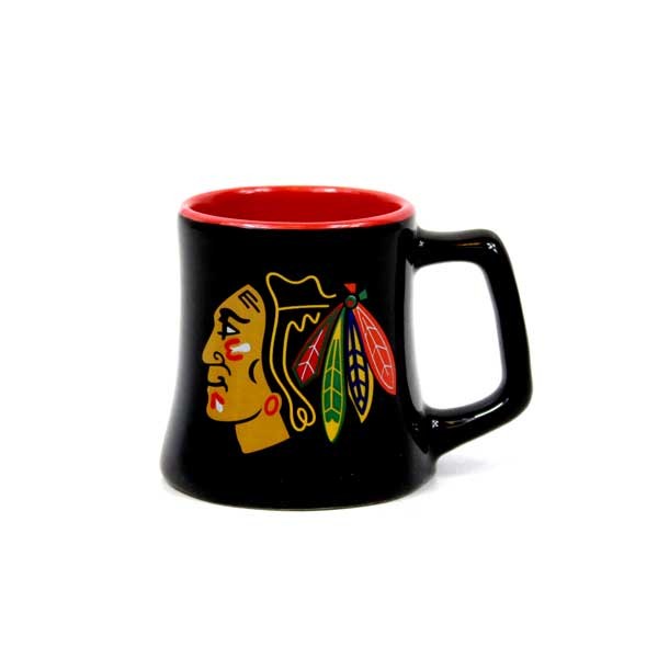 Chicago Blackhawks Shotglasses - 2OZ Black Series2 Ceramic Shot Mugs - 6 For $21.00 - Chicago Blackhawks