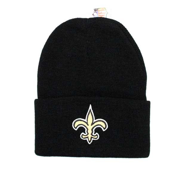 New Orleans Saints Knits - Black Classic Cuffed Winter Knits - 4 For $24.00 - Wholesale New Orleans Saints Product - Saints Merchandise