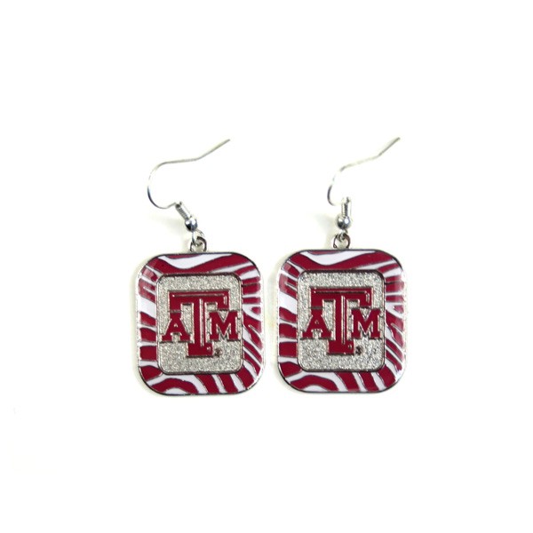 Blowout - Texas A&M Earrings - The ZEBRA Dangle - 12 Pair For $24.00 - Texas A&M