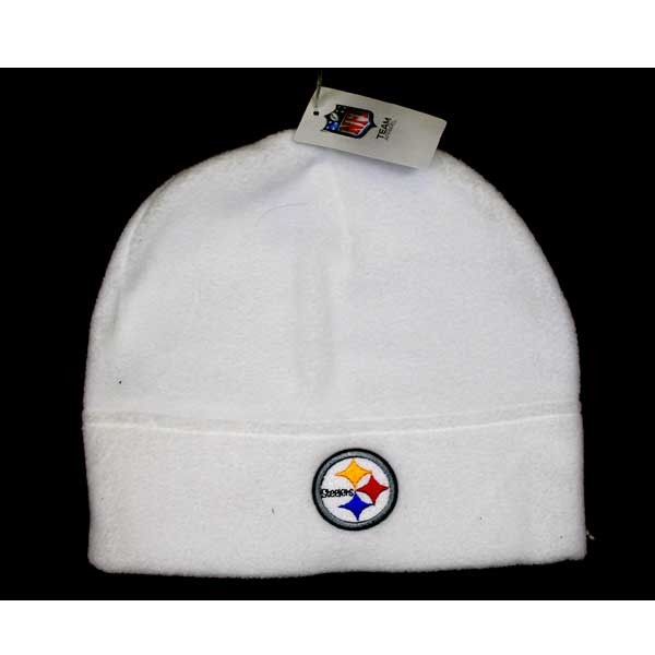 Pittsburgh Steelers Knits - White Polar Fleece Style Beanies - 12 For $60.00 - Wholesale Pittsburgh Steelers Product - Steelers Merchandise 2
