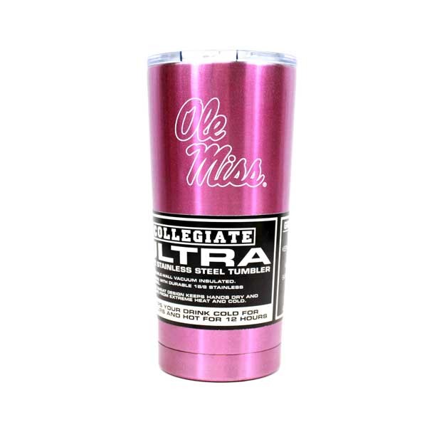 Ole Miss Tumblers - 20OZ Vacuum Sealed - Pink Ultra Tumblers - 2 For $18.00 - Mississippi Rebels (Ole Miss)