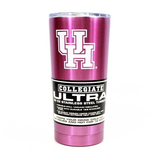 University Of Houston Tumblers - 20OZ Vacuum Sealed - Pink Ultra Tumblers - 2 For $18.00 - Wholesale Houston Texans Products - Texans Merchandise