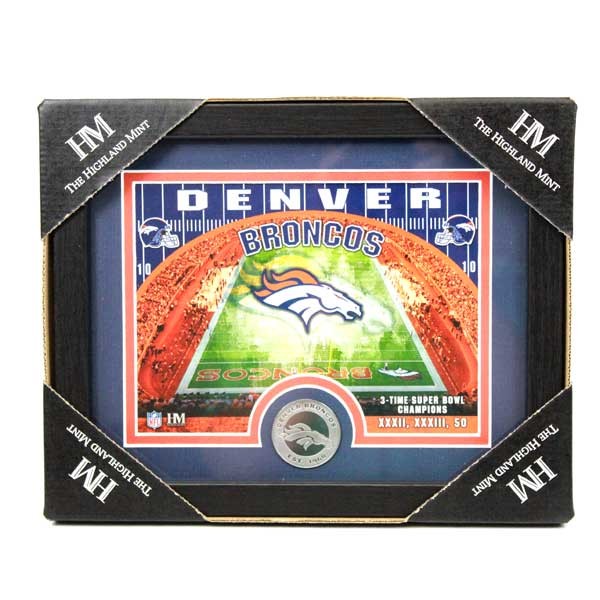 Denver Broncos Collectibles - Highland Mint - 11"x9" Photo Frame With Minted Coin - 2 For $24.00 - Wholesale Denver Broncos Products - Denver Merchandise 2
