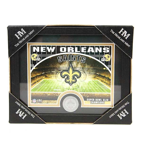 New Orleans Saints Collectibles - Highland Mint - 11"x9" Photo Frame With Minted Coin - 2 For $24.00 - Wholesale New Orleans Saints Product - Saints Merchandise