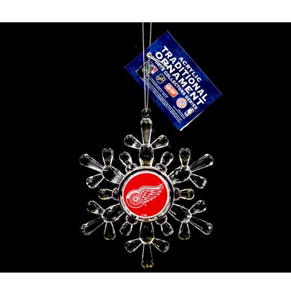 Detroit Red Wings Ornaments - Acrylic Snowflake Style - 6 For $18.00 - Detroit Red Wings