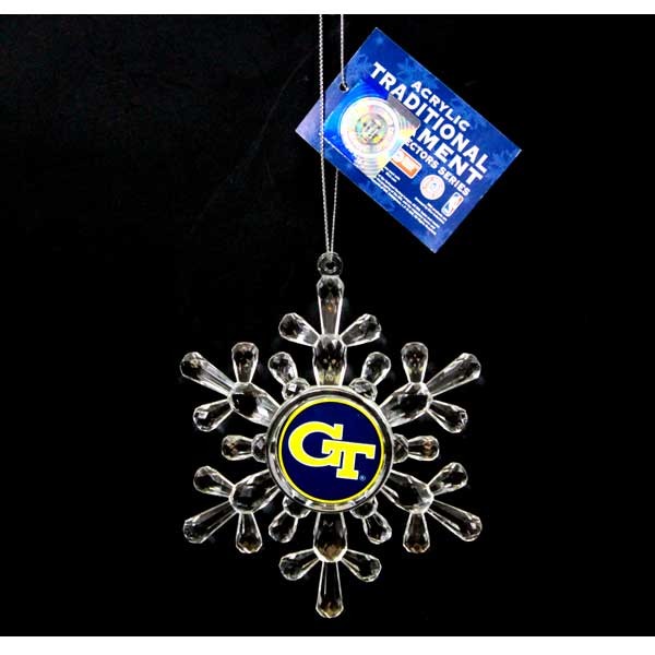 Georgia Tech Ornaments - Acrylic Snowflake Style - 6 For $18.00 - Georgia Tech