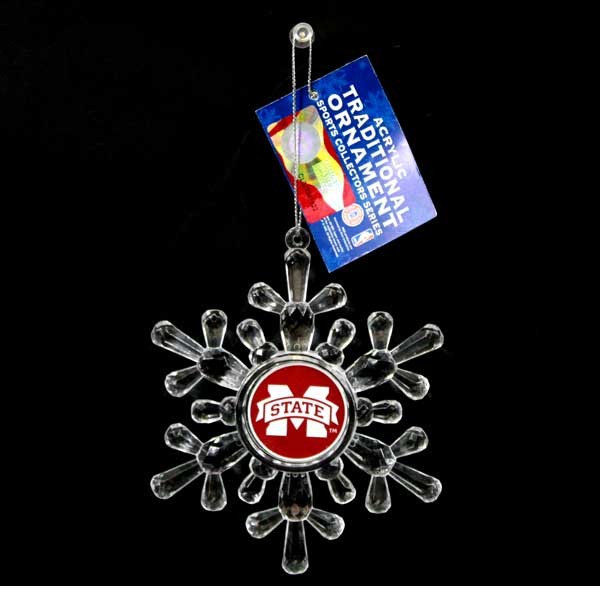 Mississippi State Ornaments - Acrylic Snowflake Style - 6 For $18.00 - Mississippi State