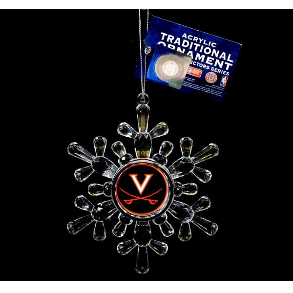 Virginia Cavaliers Ornaments - Acrylic Snowflake Style - 6 For $18.00 - Virginia Cavaliers