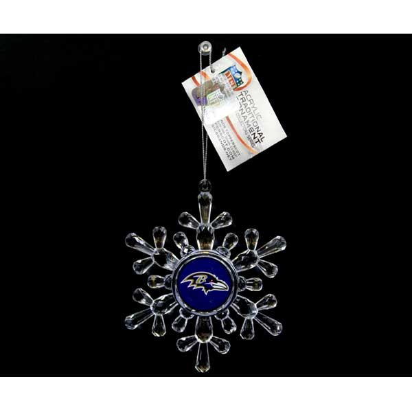 Baltimore Ravens Ornaments - Acrylic Snowflake Style - 6 For $18.00 - Wholesale Baltimore Ravens Products - Baltimore Football