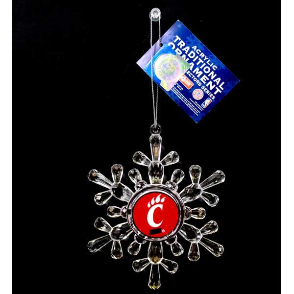 Cincinnati Bearcats Ornaments - Acrylic Snowflake Style - 6 For $18.00 - Cincinnati Bearcats