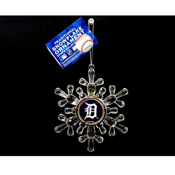 Detroit Tigers Ornaments - Acrylic Snowflake Style - 6 For $18.00 - Wholesale Detroit Tigers Products - Tigers Merchandise