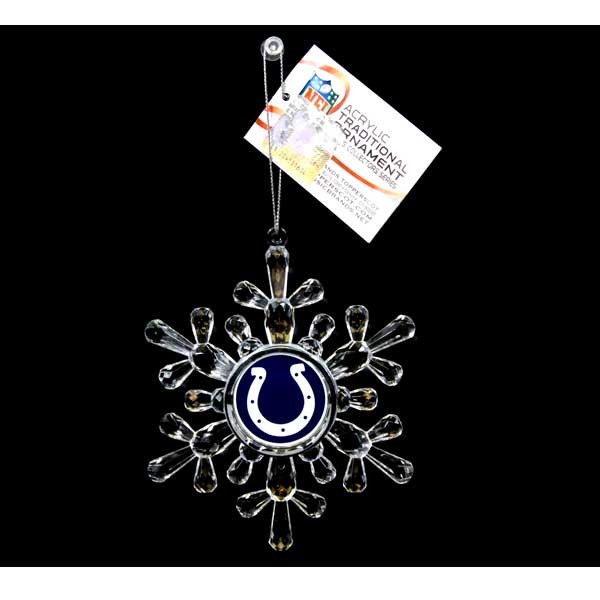Indianapolis Colts Ornaments - Acrylic Snowflake Style - 6 For $18.00 - Wholesale Indianapolis Colts Products - Colts Merchandise
