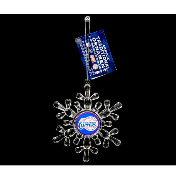 Los Angeles Clippers Ornaments - Acrylic Snowflake Style - 6 For $18.00 - Los Angeles Clippers