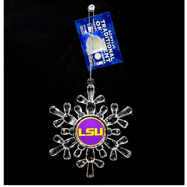 LSU Tigers Ornaments - Acrylic Snowflake Style - 6 For $18.00 - LSU
