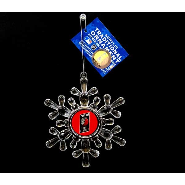 Portland Trailblazers Ornaments - Acrylic Snowflake Style - 6 For $18.00 - Portland Trailblazers