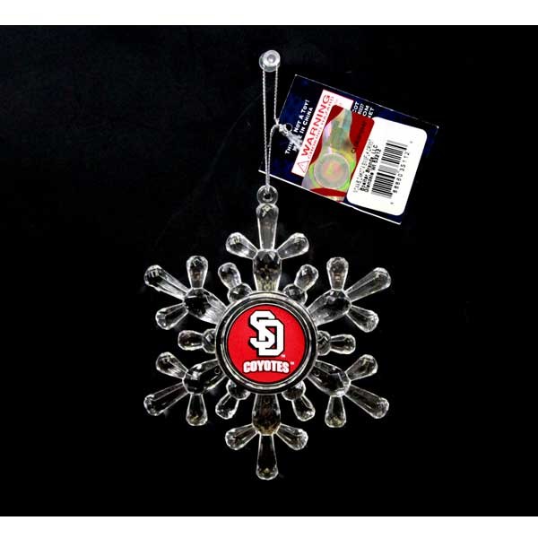 South Dakota Coyotes Ornaments - Acrylic Snowflake Style - 6 For $18.00 - South Dakota Coyotes