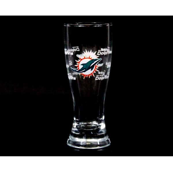 Miami Dolphins Shotglasses - Clear 2.5OZ Pilsner Style - 12 For $30.00 - Wholesale Miami Dolphins Products - Dolphins Merchandise