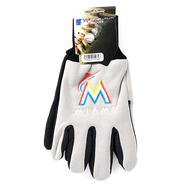 Miami Marlins Gloves - Gray Gripper Utility Gloves - 12 Pair For $24.00 - Wholesale Miami Marlins Products - Marlins Merchandise 2