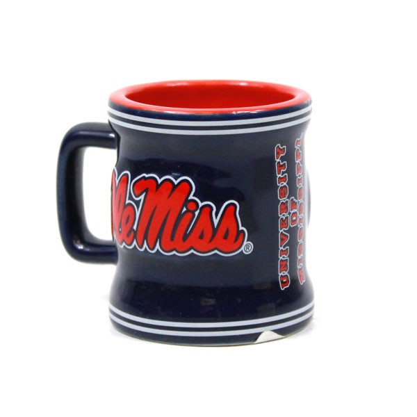 Ole Miss Mini Mugs - 2OZ Ceramic Sculpted Style - 6 For $21.00 - Mississippi Rebels (Ole Miss)