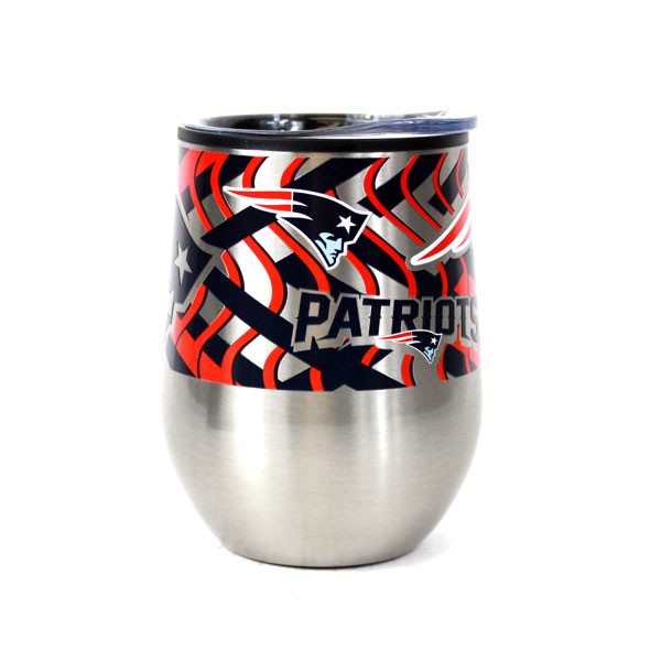 New England Patriots Wine Tumblers - Vacuum Sealed Lid - Flex Style 11OZ Stainless - 4 For $24.00 - Wholesale New England Patriots - Patriots Merchandise