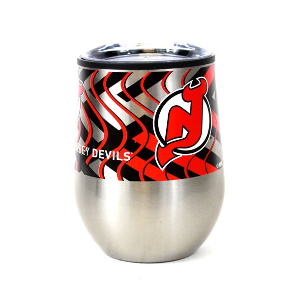 New Jersey Devils Wine Tumblers - Vacuum Sealed Lid - Flex Style 11OZ Stainless - 4 For $20.00 - New Jersey Devils