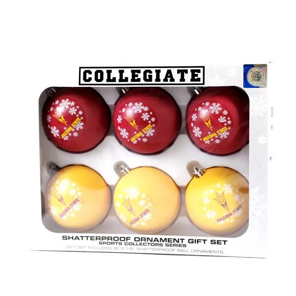 Arizona State Ornaments - 6Pack Shatterproof Set - 2 Sets For $15.00 - Arizona State