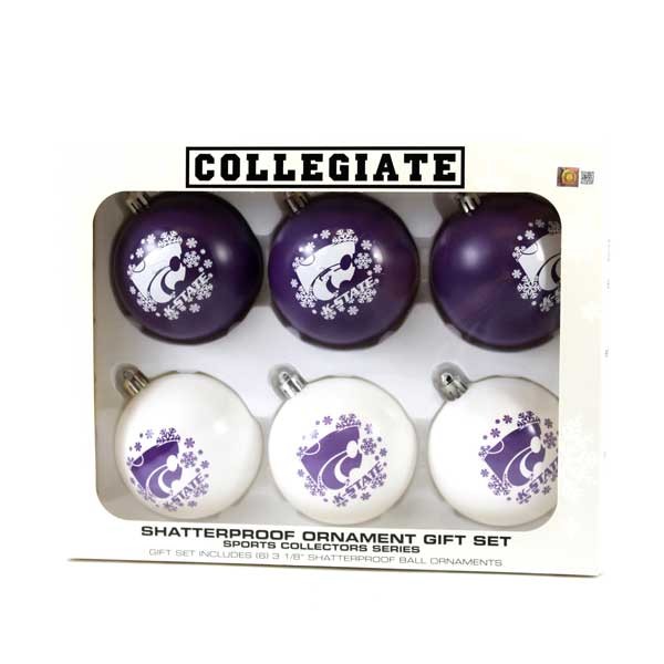 KState Wildcats Ornaments - 6Pack Shatterproof Set - 2 Sets For $15.00 - Kansas State