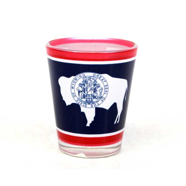 State Of Wyoming Shotglasses - State Flag - 12 For $24.00 - Wyoming Cowboys