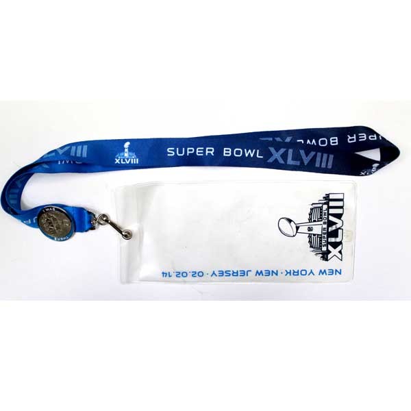 Super Bowl 48 Collectibles - Lanyards, Ticket Holder, Lapel Pin Set - 100 Sets For $25.00 - Wholesale Denver Broncos Products - Denver Merchandise