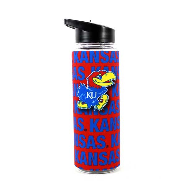 Kansas Jayhawks Water Bottles - 25OZ With Full Neoprene Sleeve - 2 For $13.00 - Kansas Jayhawks