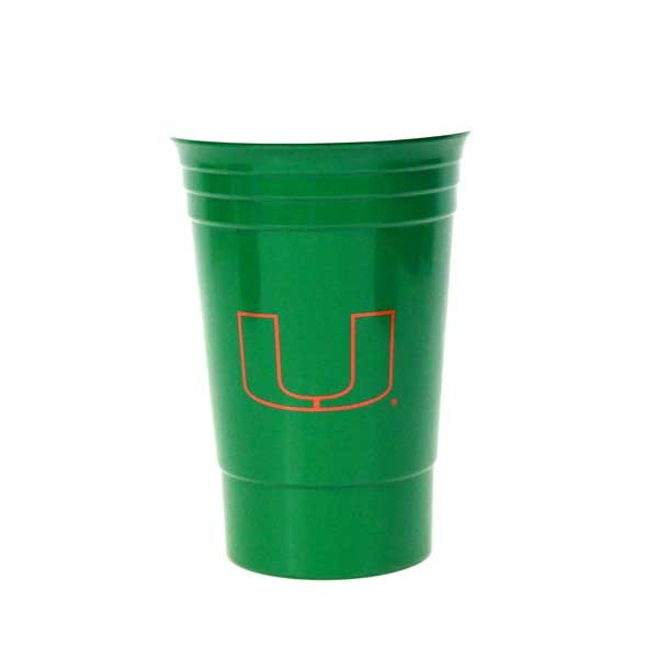 Miami Hurricanes Cups - 16OZ Green Double Walled Party Cups - 12 For $30.00 - Miami Hurricanes