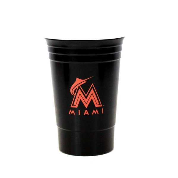 Miami Marlins Cups - 16OZ Black Double Walled Party Cups - 12 For $30.00 - Wholesale Miami Marlins Products - Marlins Merchandise