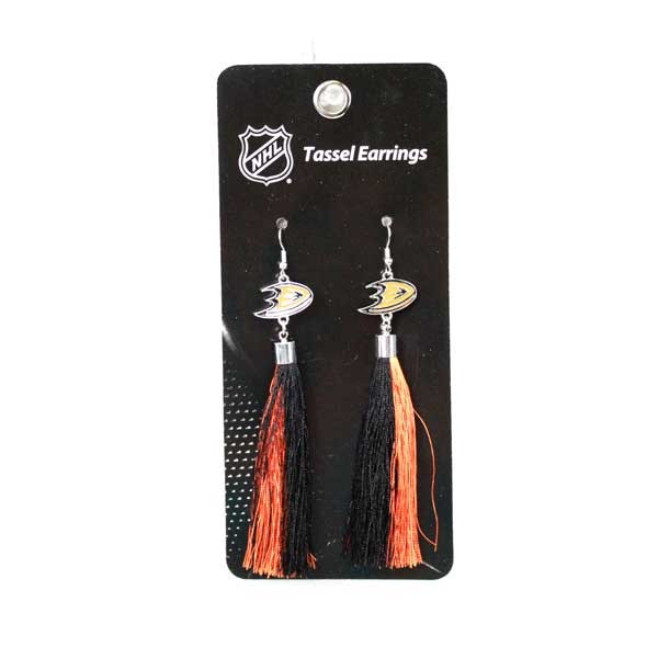 Anaheim Ducks Earrings - Tassel Fashion Style - 6 Pair For $18.00 - Anaheim Ducks