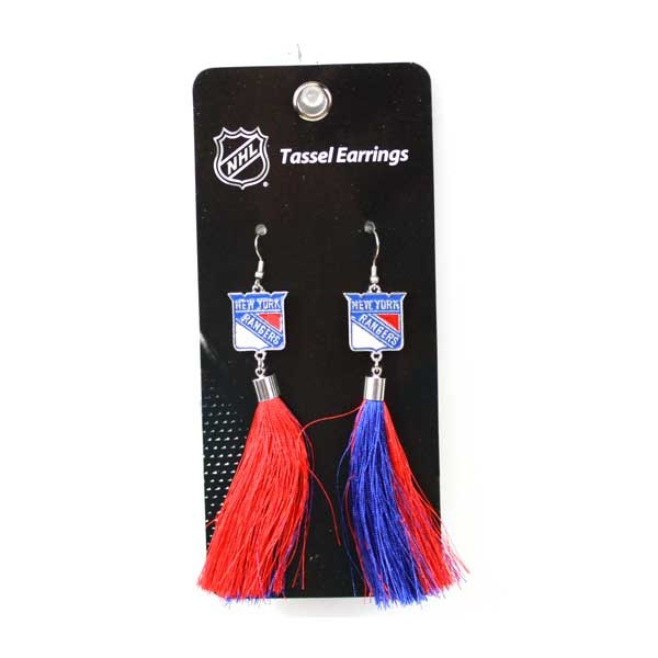 New York Rangers Earrings - Tassel Fashion Style - 6 Pair For $18.00 - New York Rangers