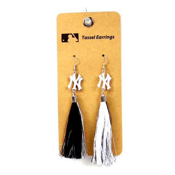 New York Yankees Earrings - Tassel Fashion Style - 6 Pair For $18.00 - Wholesale New York Yankees Products - Yankees Merchandise