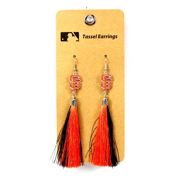 San Francisco Giants Earrings - Tassel Fashion Style - 6 Pair For $18.00 - Wholesale San Francisco Giants Products - Giants Merchandise
