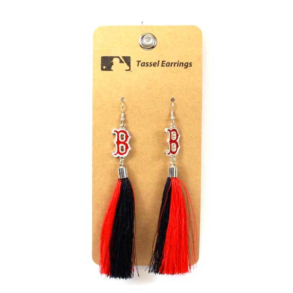 Boston Red Sox Earrings - Fashion Tassel Style - 6 Pair For $18.00 - Wholesale Boston Red Sox Products - Red Sox Merchandise 2