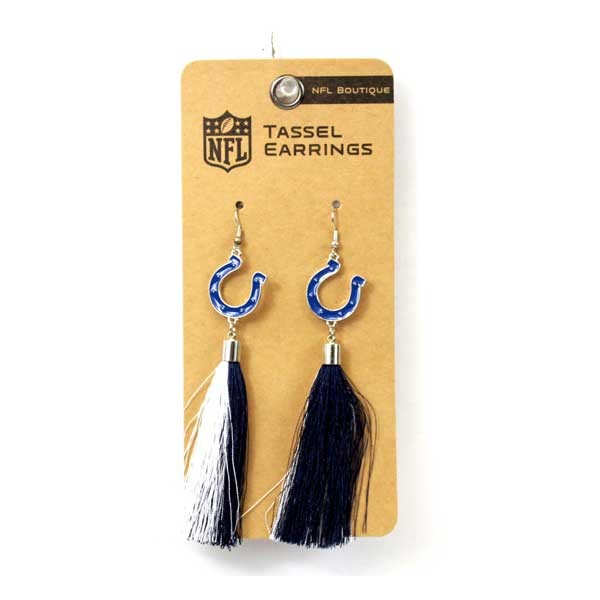 Indianapolis Colts Earrings - Fashion Tassel Style - 6 Pair For $18.00 - Wholesale Indianapolis Colts Products - Colts Merchandise