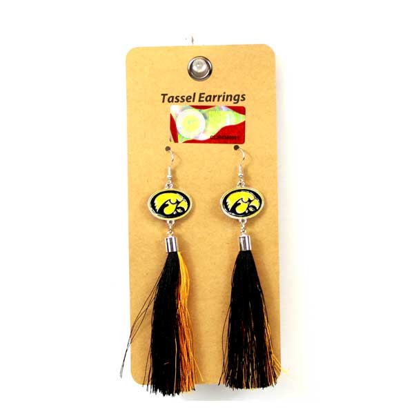 Iowa Hawkeyes Earrings - Fashion Tassel Style - 6 Pair For $18.00 - Iowa Hawkeyes