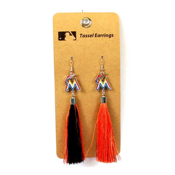 Miami Marlins Earrings - Fashion Tassel Style - 6 Pair For $18.00 - Wholesale Miami Marlins Products - Marlins Merchandise 2