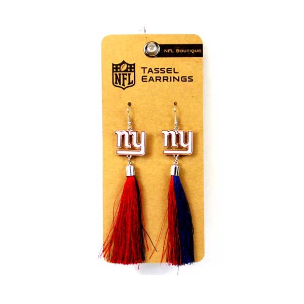 New York Giants Earrings - Fashion Tassel Style - 6 Pair For $18.00 - Wholesale New York Giants Product - Giants Merchandsie